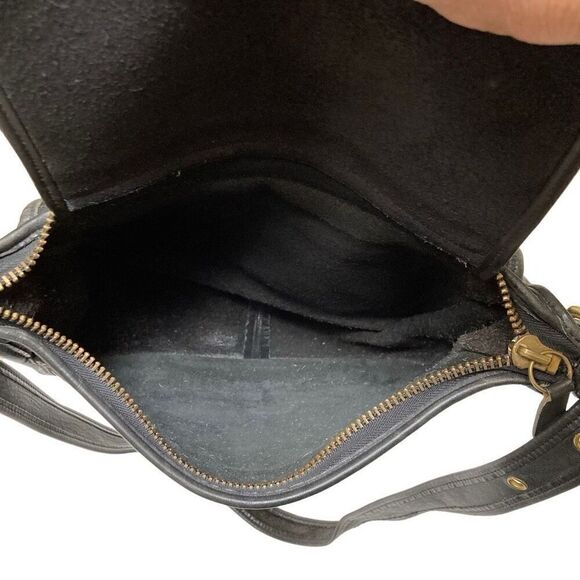 Vintage Coach Patricia Saddle Flap Bag Black Leather Crossbody Messenger 9951 - Picture 7 of 12
